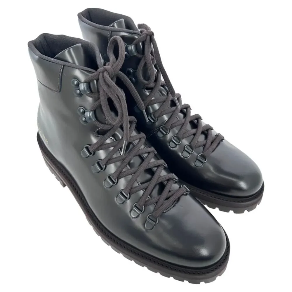 Common Projects Lace-Up Hiking Boots in Black Leather